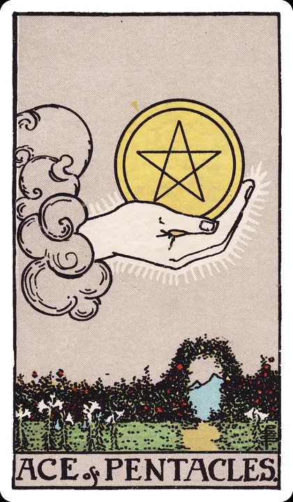 Lá bài Át Tiền (Ace of Pentacles) trong bộ Rider-Waite-Smith