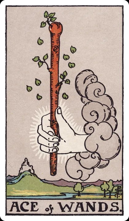 Lá bài Át Gậy (Ace of Wands) trong bộ Rider-Waite-Smith