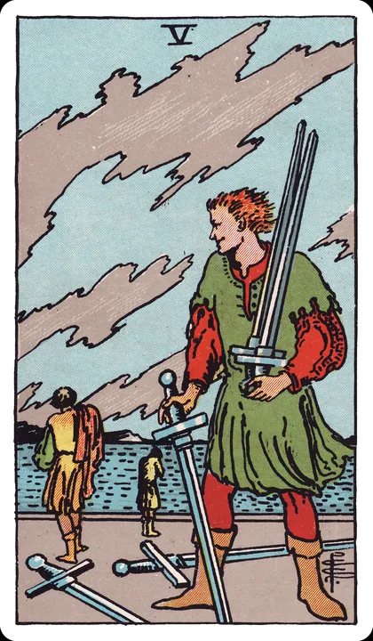 Lá bài Năm Kiếm (Five of Swords) trong bộ Rider-Waite-Smith