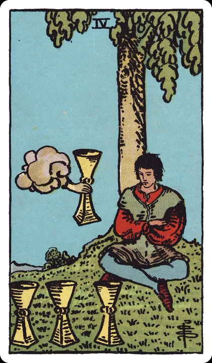 Lá bài Bốn Cốc (Four of Cups) trong bộ Rider-Waite-Smith