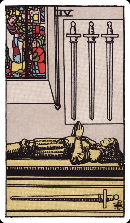Lá bài Bốn Kiếm (Four of Swords) trong bộ Rider-Waite-Smith
