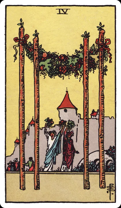 Lá bài Bốn Gậy (Four of Wands) trong bộ Rider-Waite-Smith