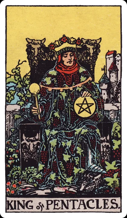 Lá bài Vua Tiền (King of Pentacles) trong bộ Rider-Waite-Smith