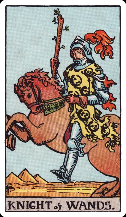 Lá bài Hiệp Sĩ Gậy (Knight of Wands) trong bộ Rider-Waite-Smith