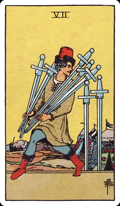 Lá bài Bảy Kiếm (Seven of Swords) trong bộ Rider-Waite-Smith