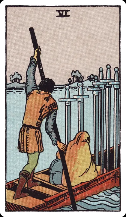 Lá bài Sáu Kiếm (Six of Swords) trong bộ Rider-Waite-Smith