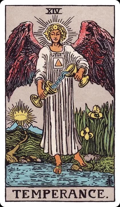 Lá bài Tiết Độ (Temperance) trong bộ Rider-Waite-Smith