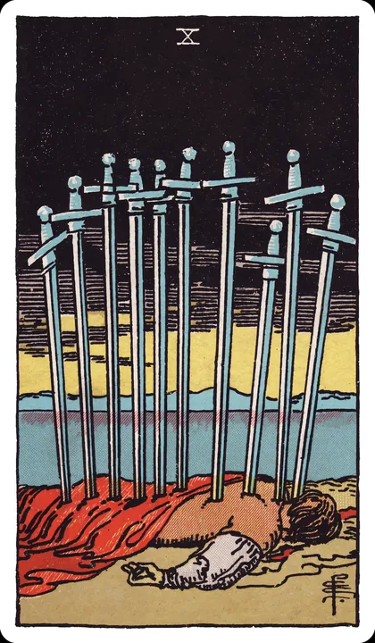 Lá bài Mười Kiếm (Ten of Swords) trong bộ Rider-Waite-Smith
