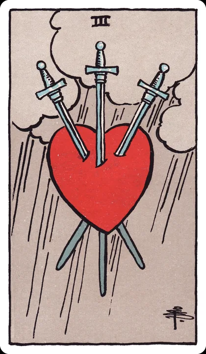 Lá bài Ba Kiếm (Three of Swords) trong bộ Rider-Waite-Smith
