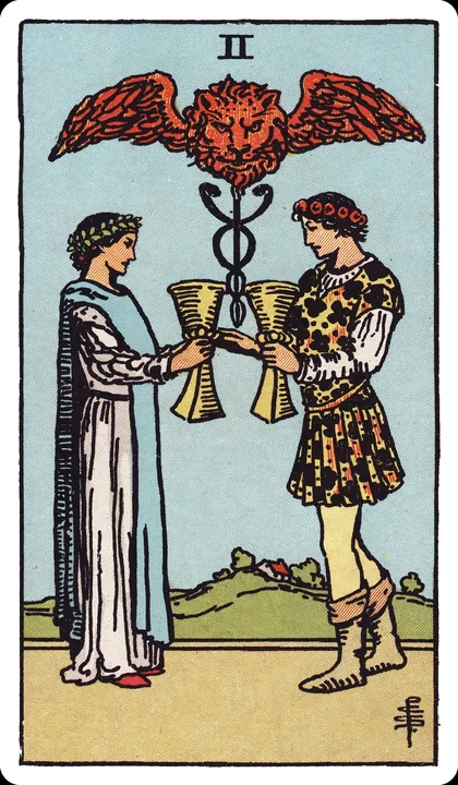 Lá bài Hai Cốc (Two of Cups) trong bộ Rider-Waite-Smith